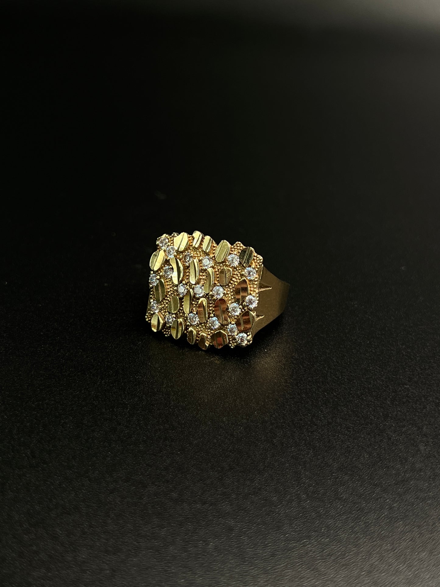 10K Gold and CZ Nugget Men's Ring