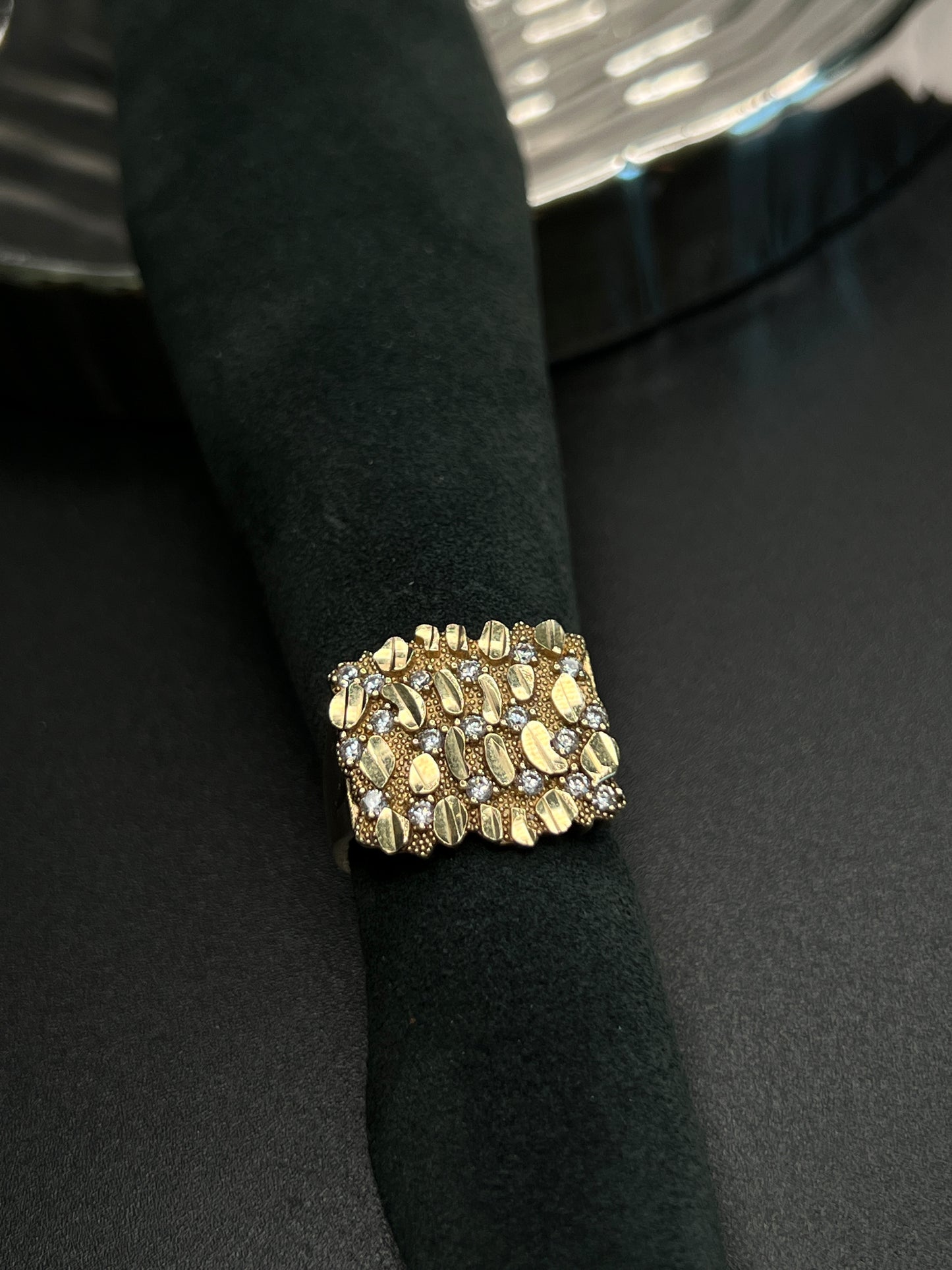 10K Gold and CZ Nugget Men's Ring