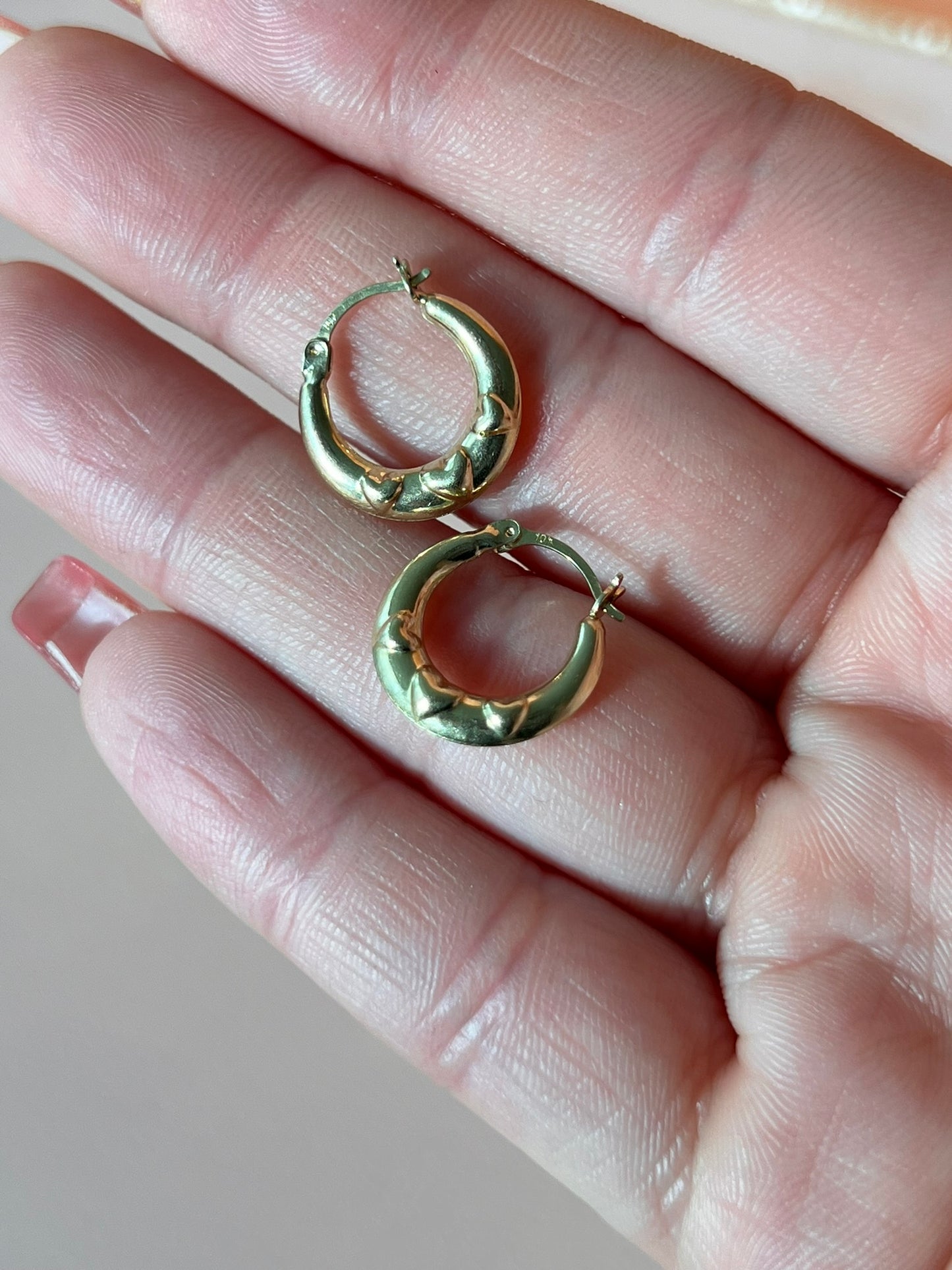 10K Gold Heart Huggies
