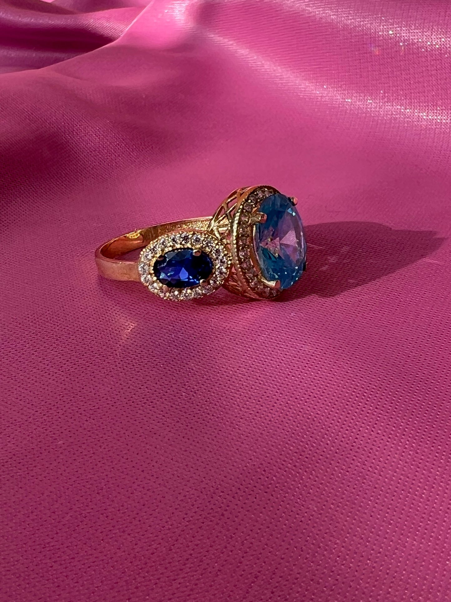 Tri-Color Stone 10k Gold Ring