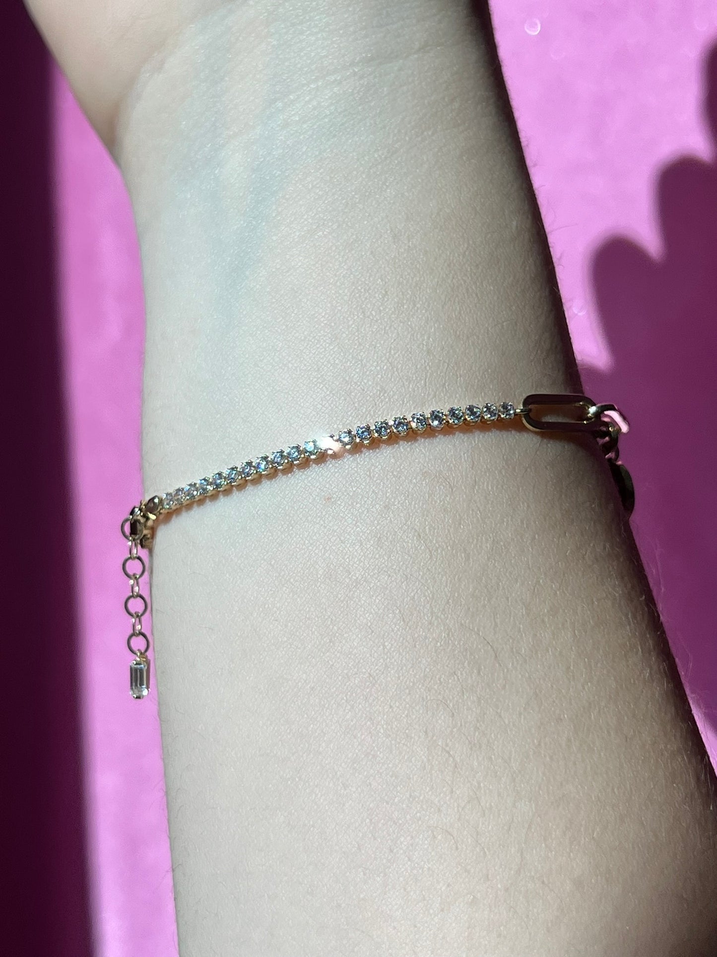 14k Gold Paperclip Tennis Bracelet