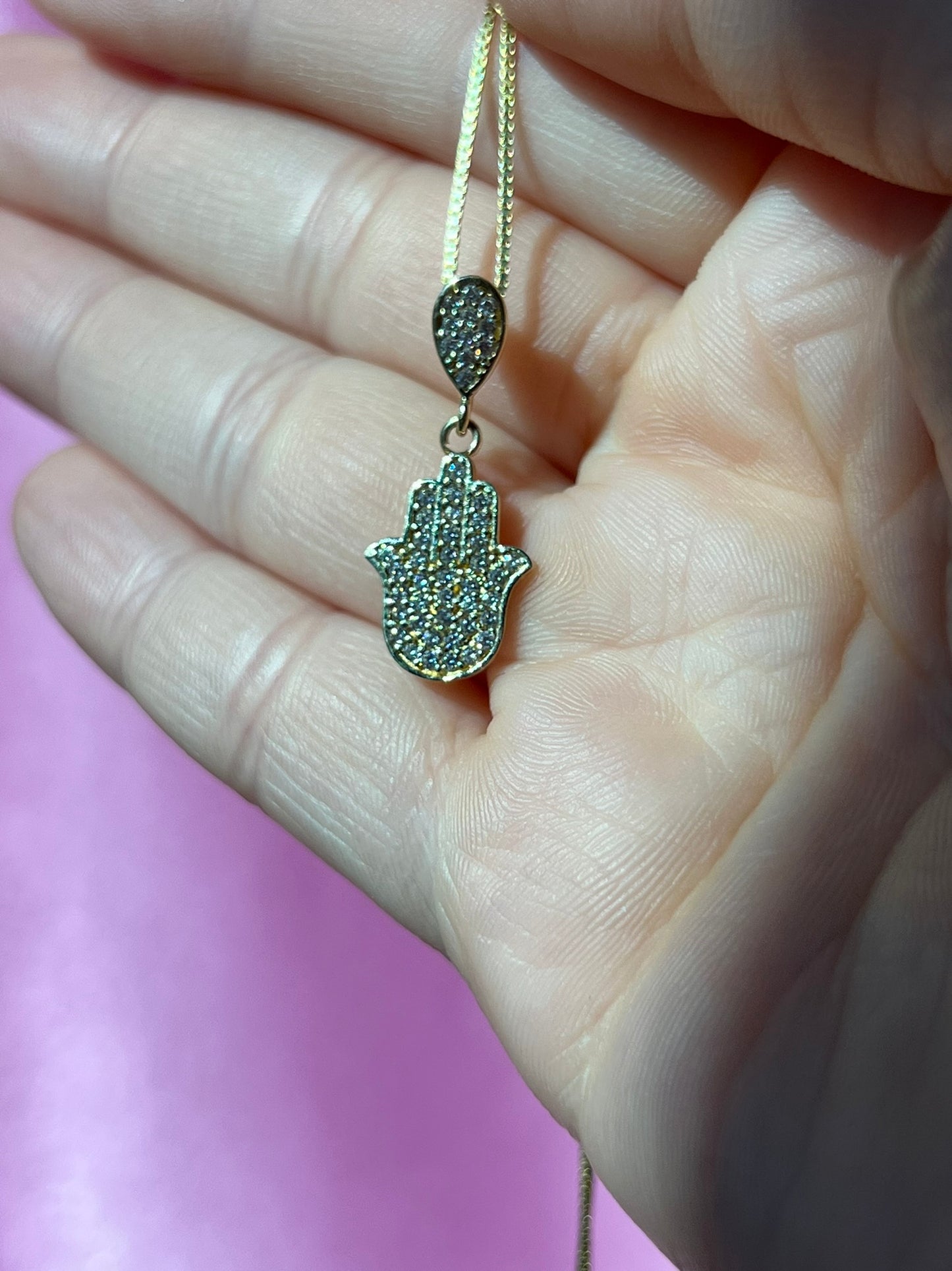 10K Gold Mini Hamsa Hand Pendant