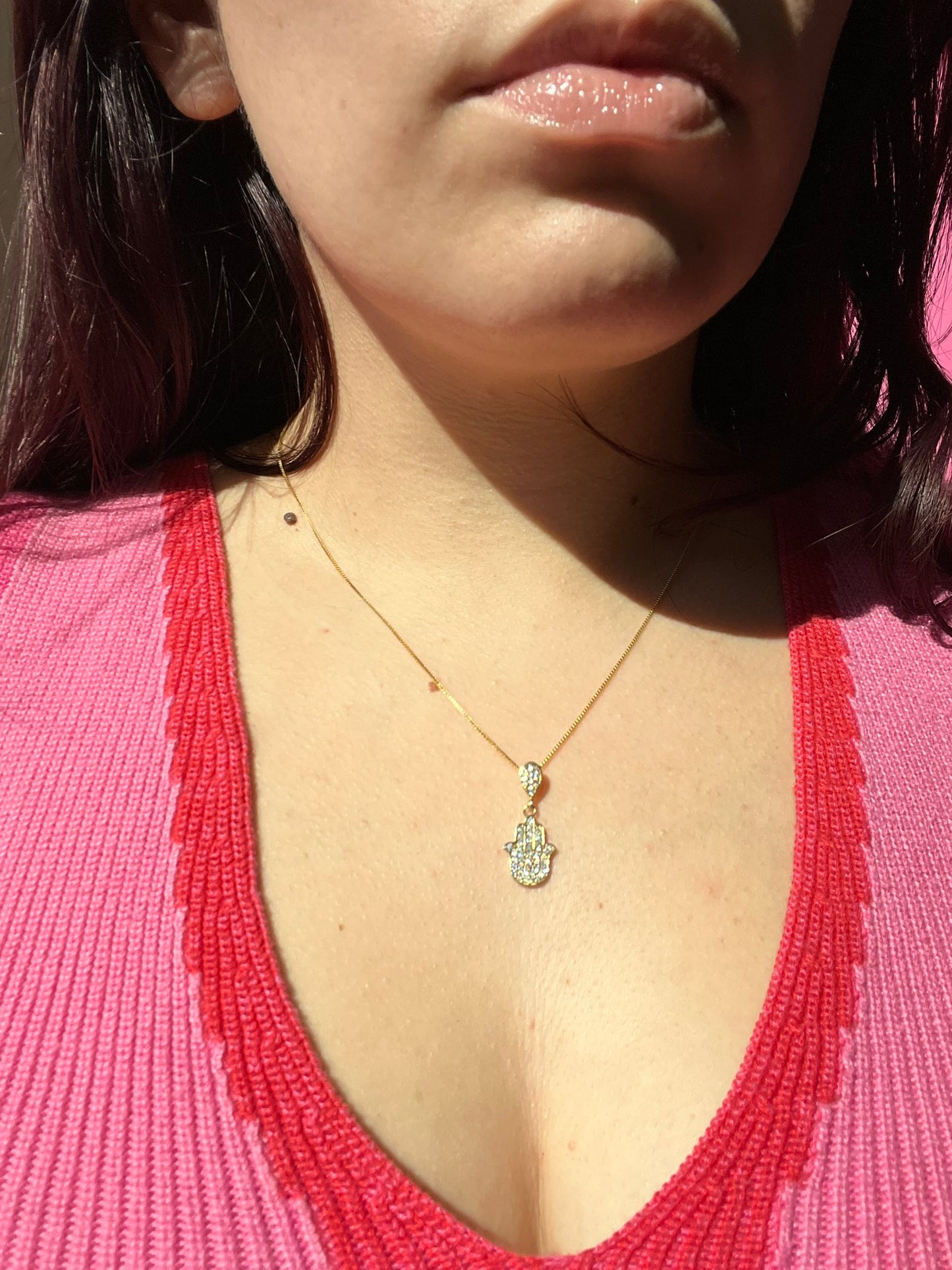 10K Gold Mini Hamsa Hand Pendant