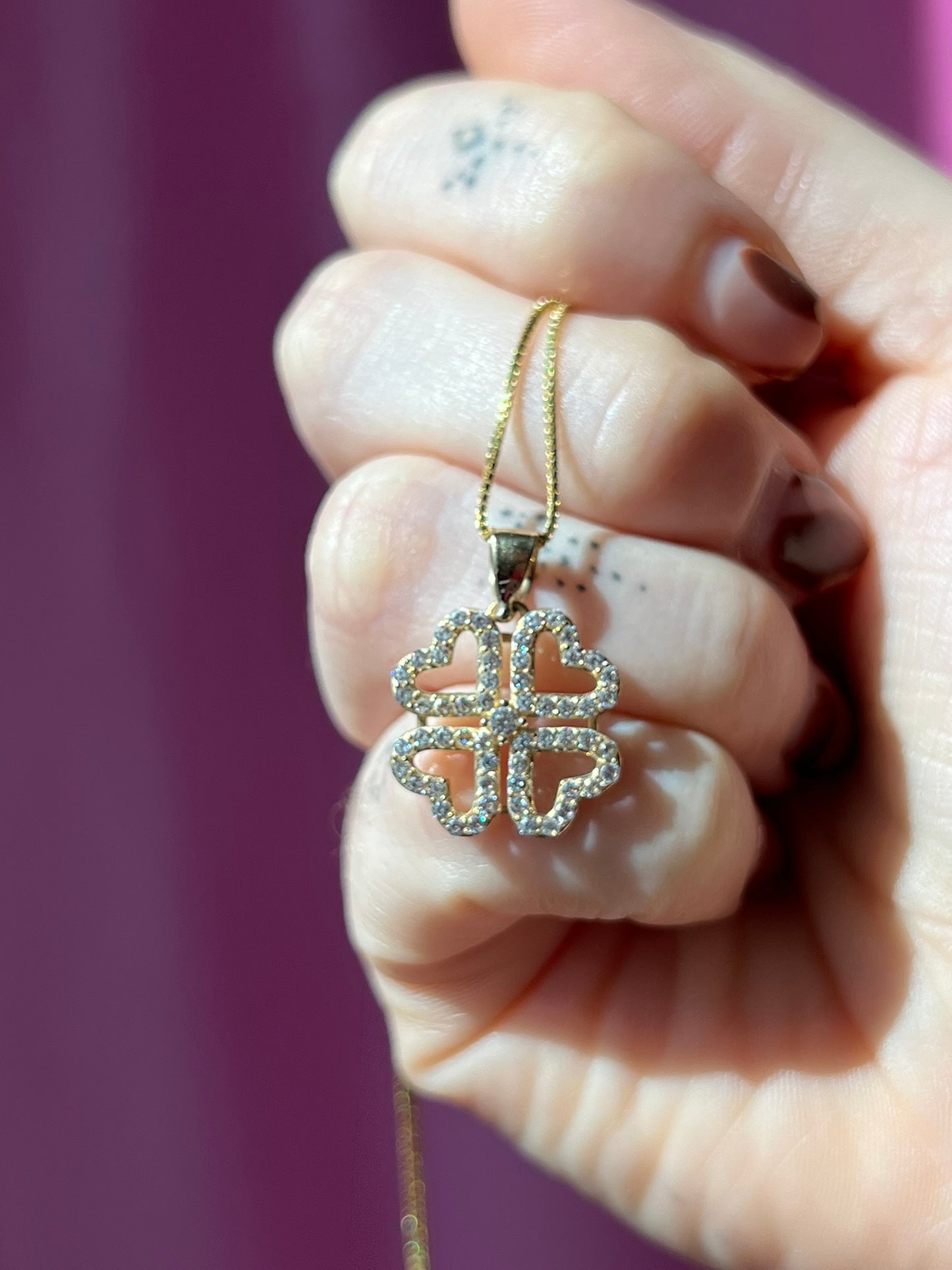 10K Gold Clover of Hearts Pendant