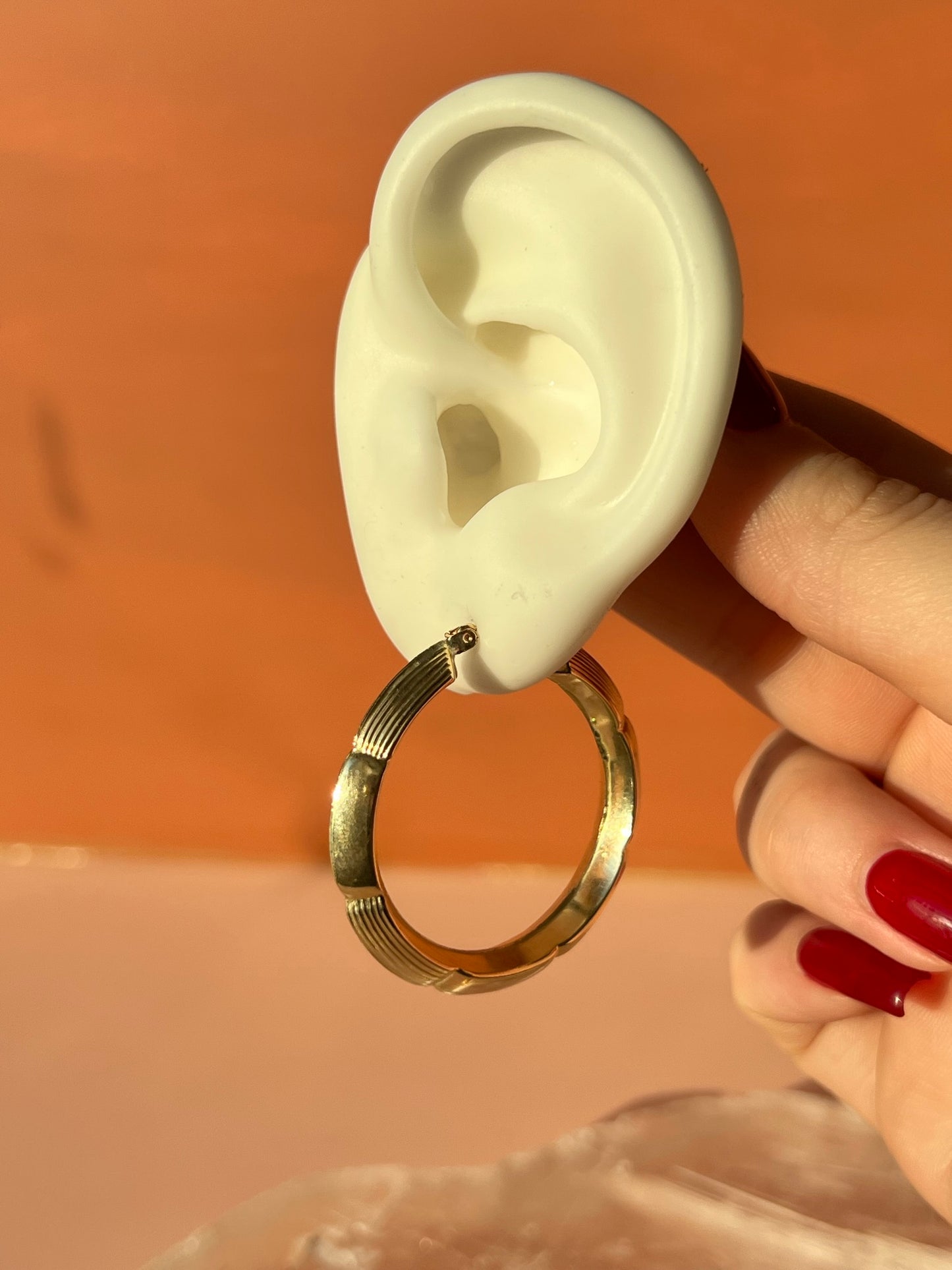10k Gold Bamboo Hoop Earrings