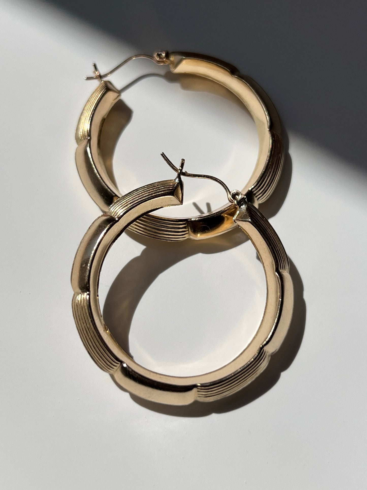 10k Gold Bamboo Hoop Earrings