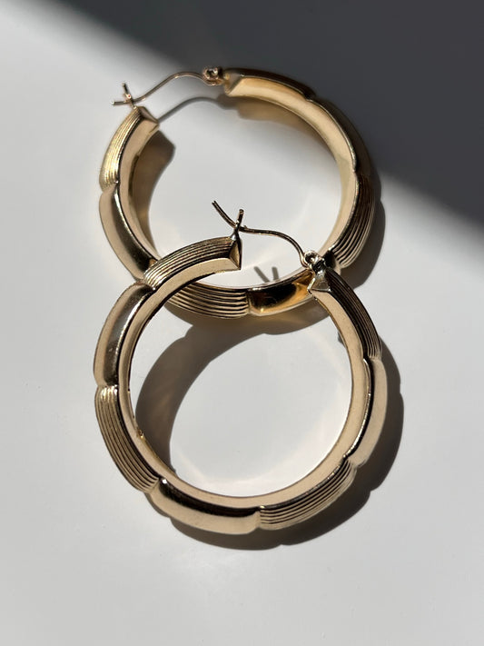 10k Gold Bamboo Hoop Earrings