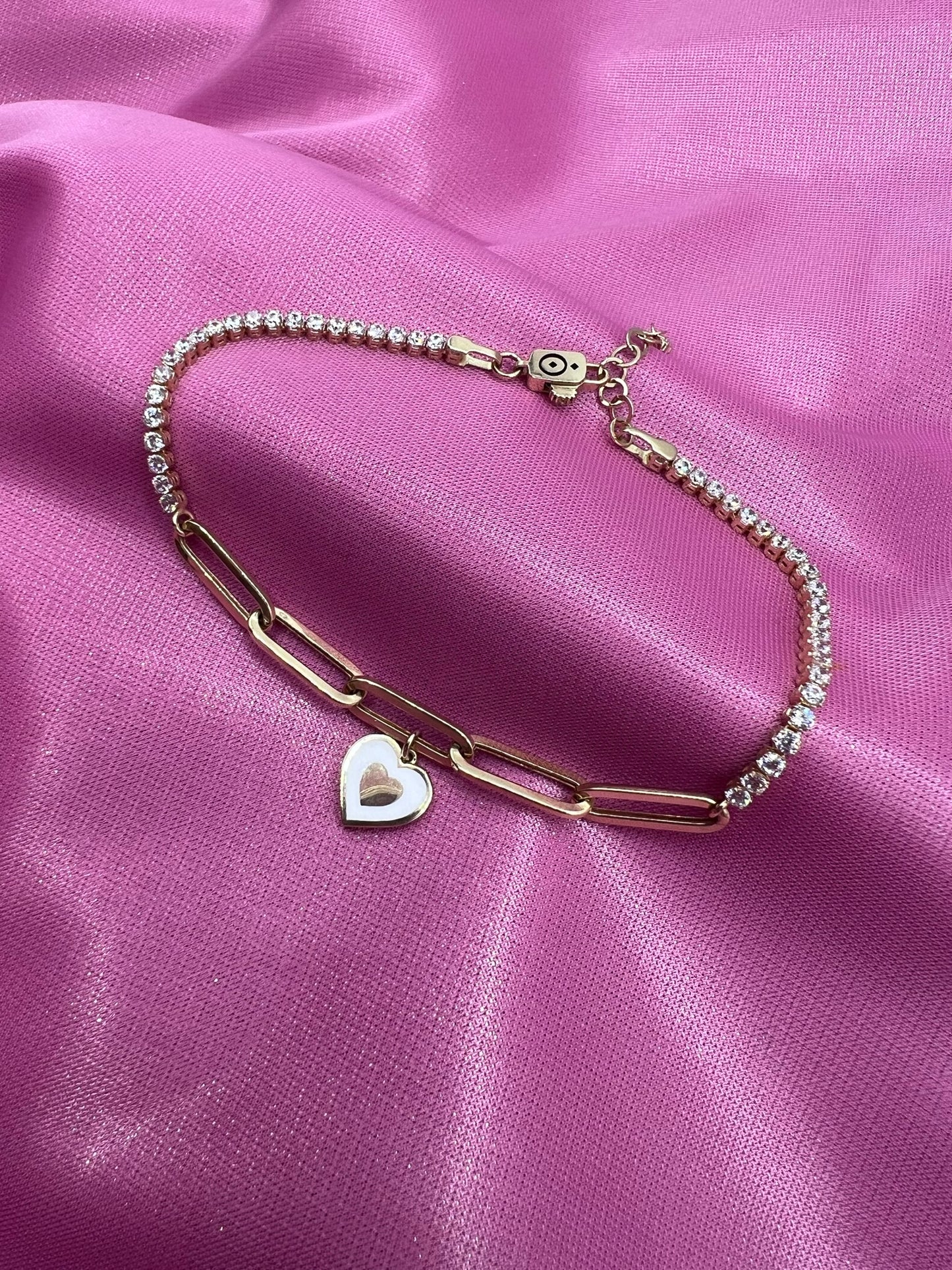 14k Gold Paperclip Tennis Bracelet