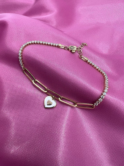 14k Gold Paperclip Tennis Bracelet