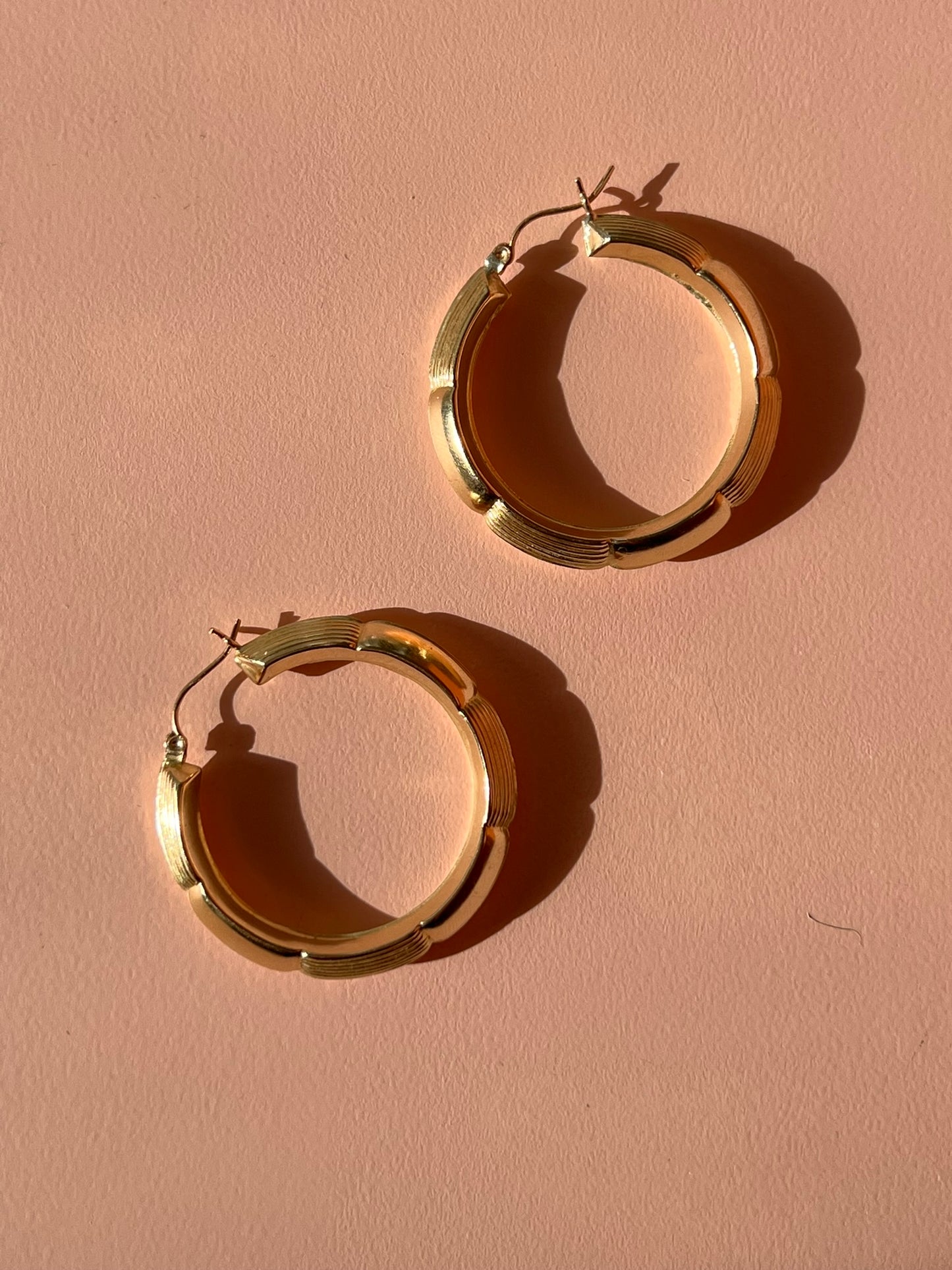 10k Gold Bamboo Hoop Earrings
