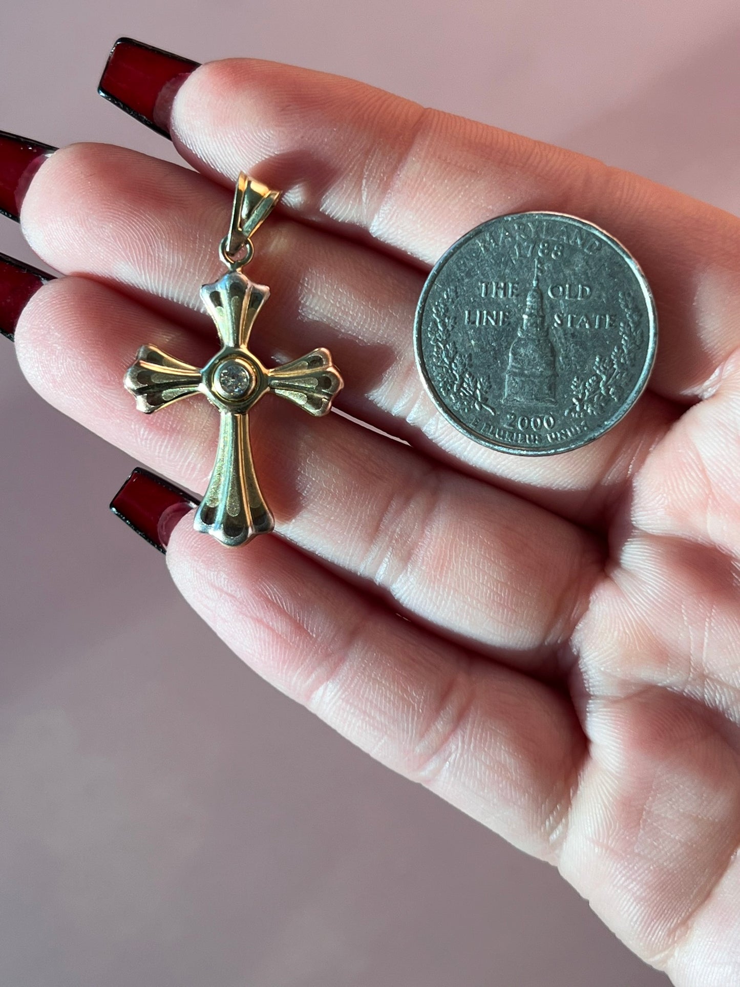 10K Gold Tricolor Cross