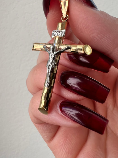 10K Gold two tone Crucifix Pendant