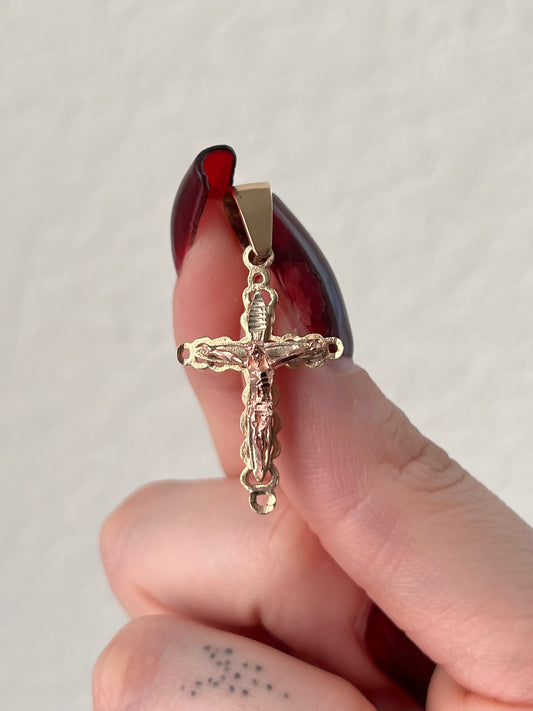 10K Gold two tone crucifix