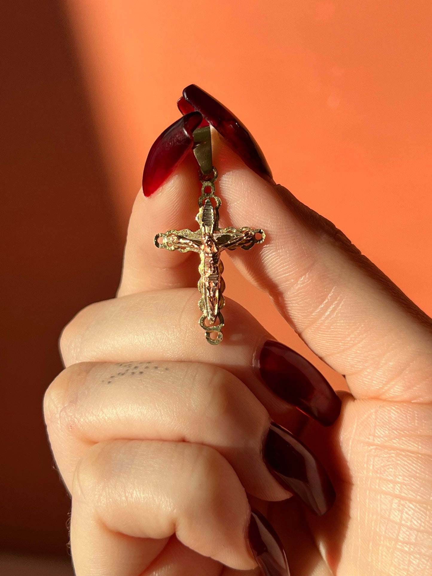 10K Gold two tone crucifix
