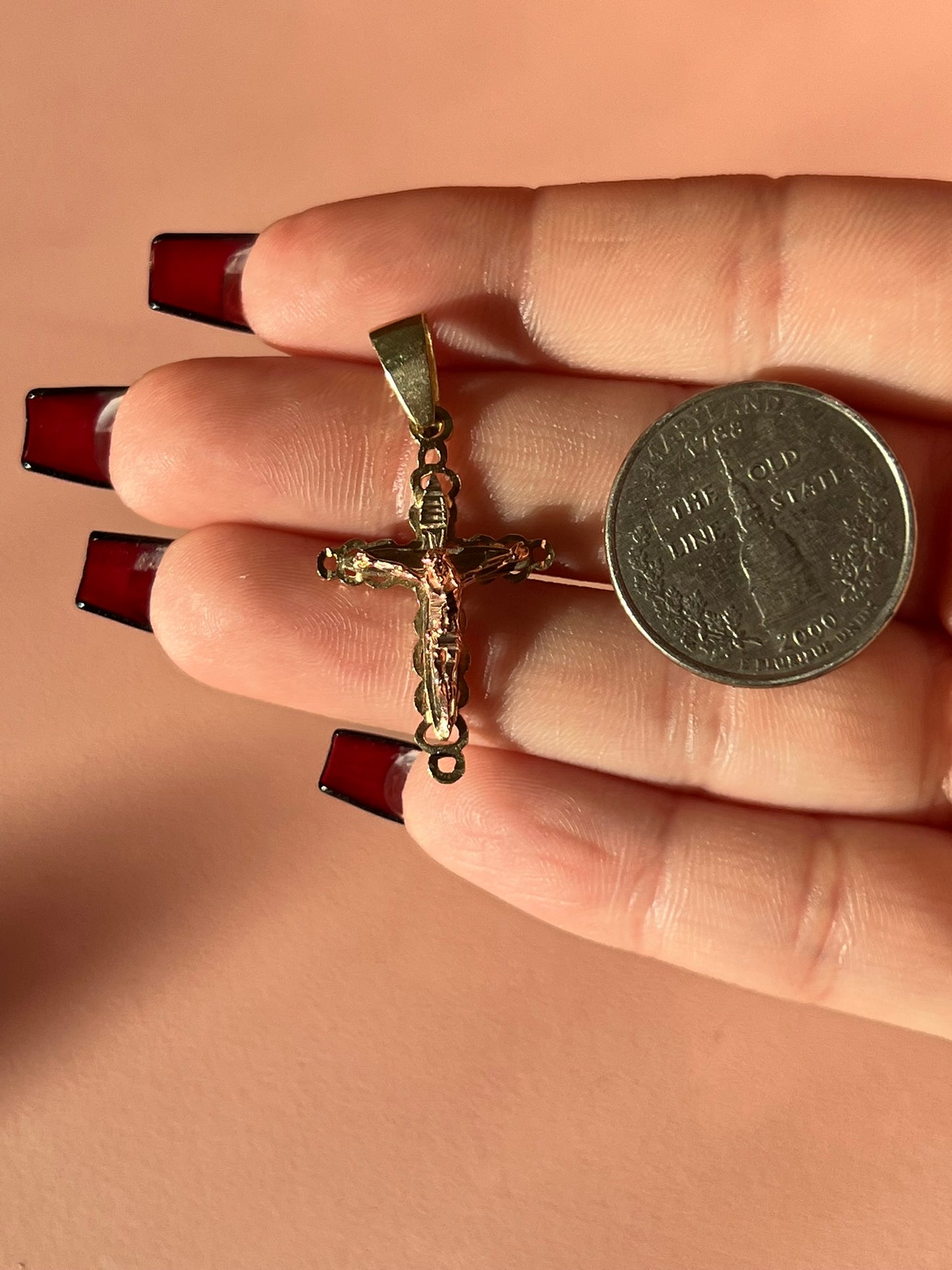 10K Gold two tone crucifix