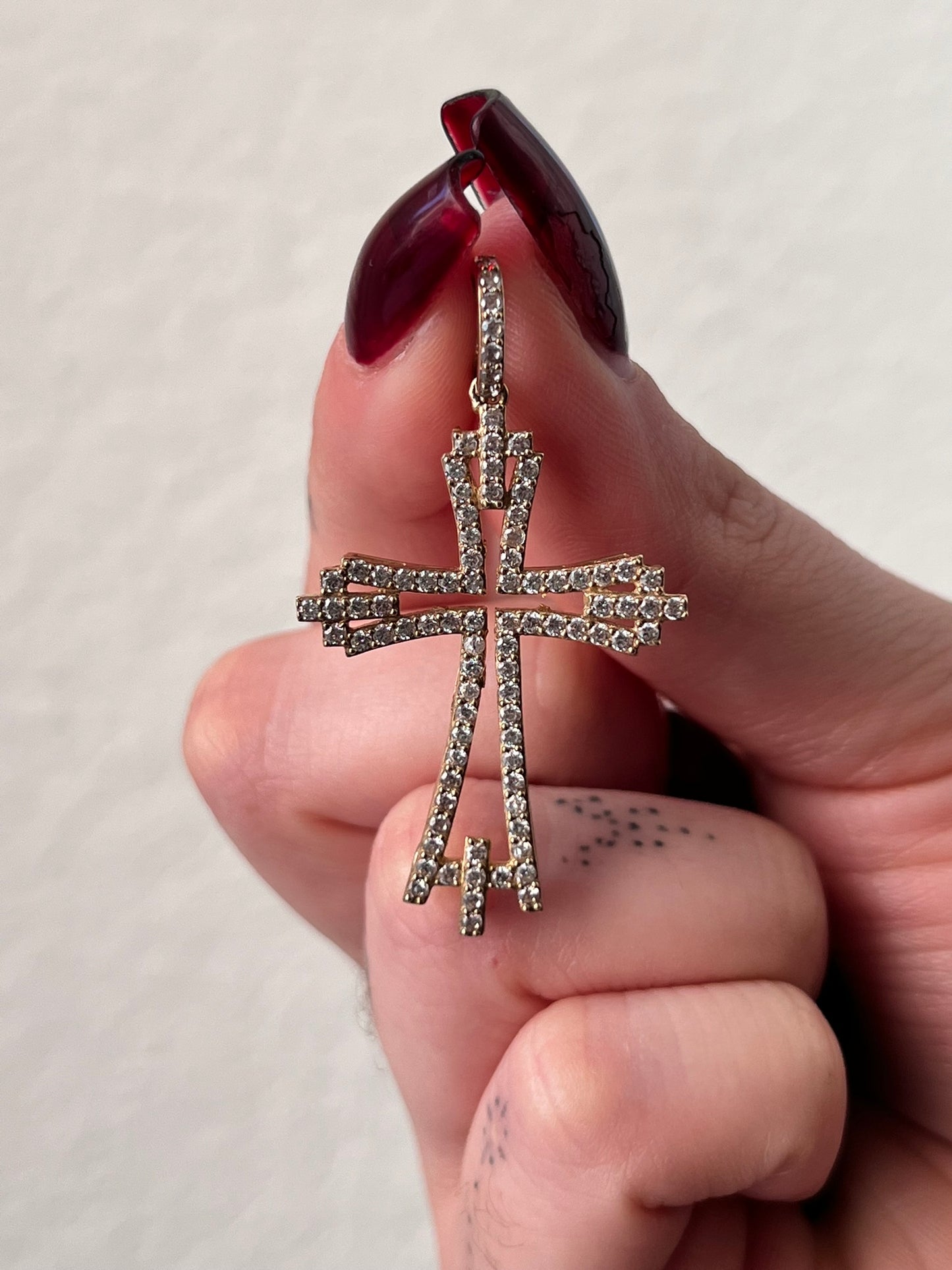 10K Gold Iced Cross Pendant