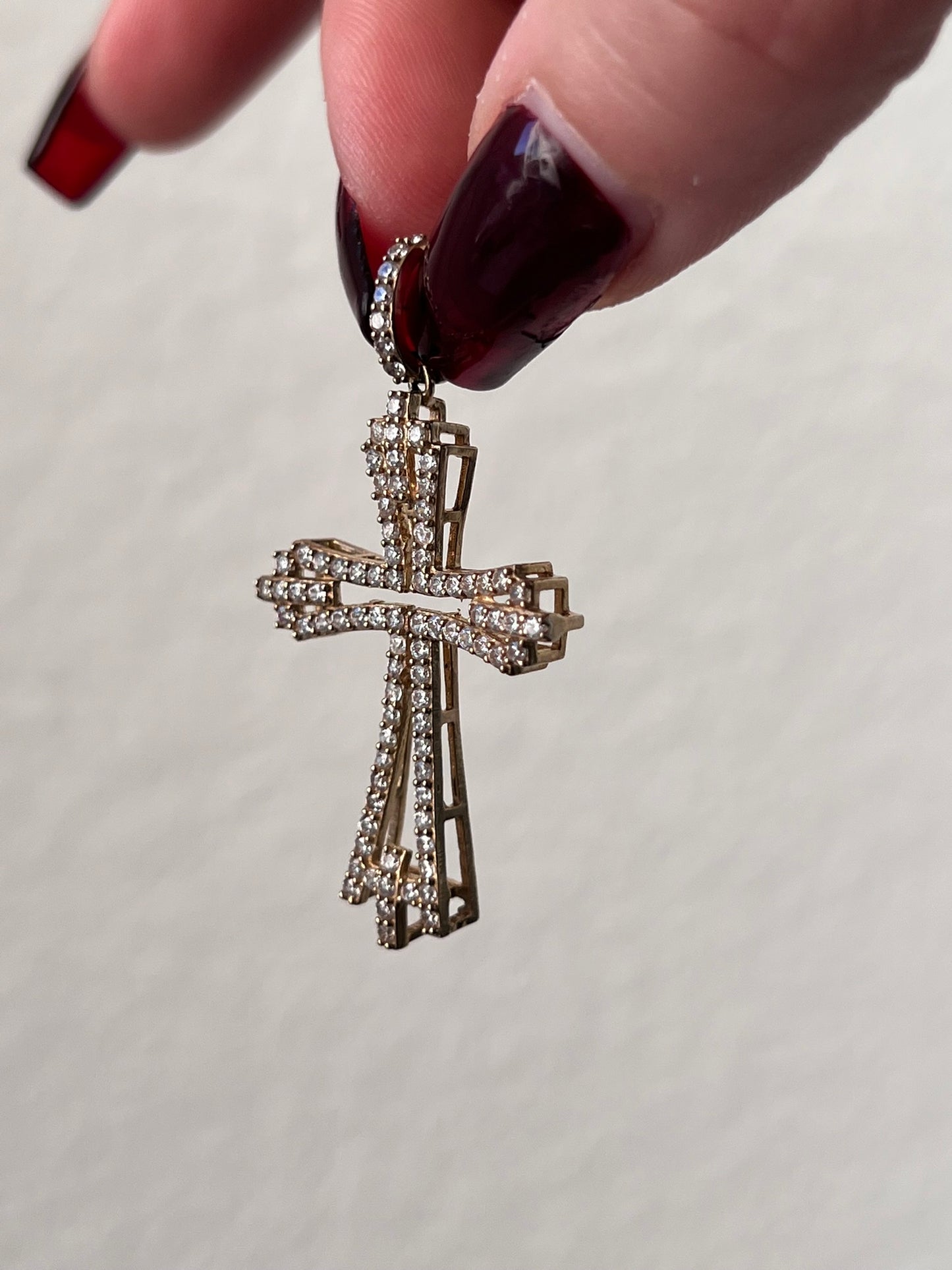 10K Gold Iced Cross Pendant