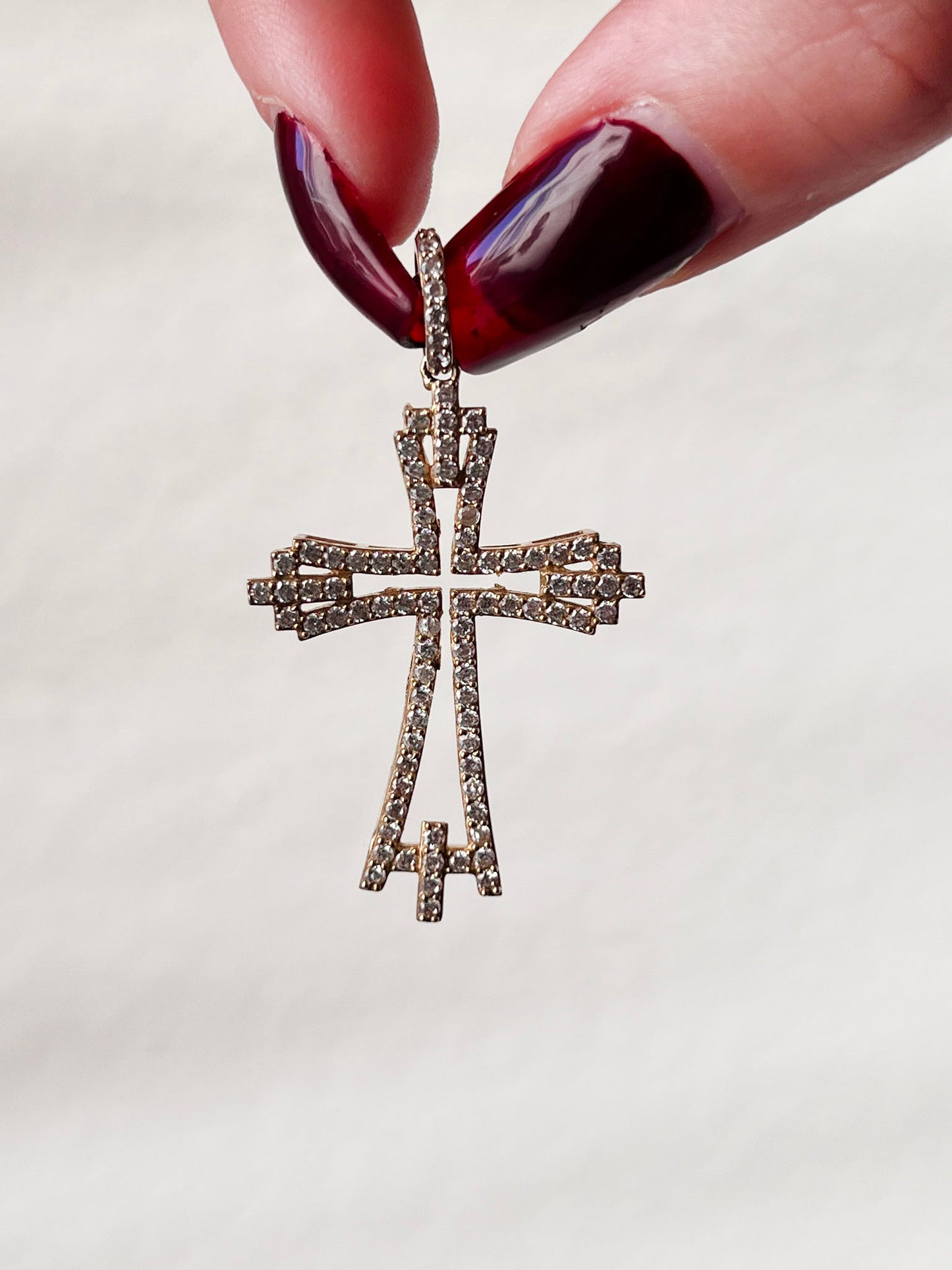 10K Gold Iced Cross Pendant