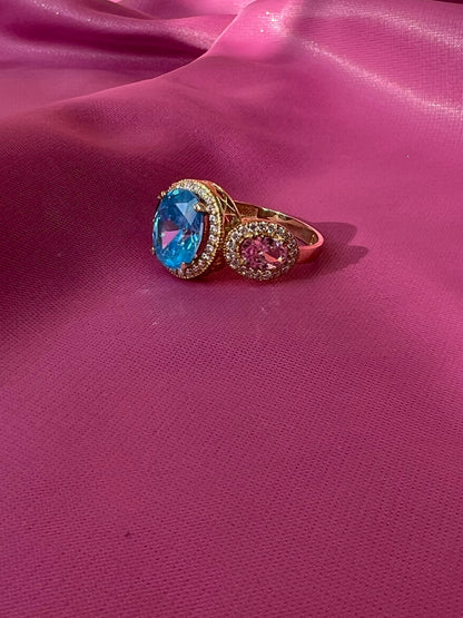 Tri-Color Stone 10k Gold Ring