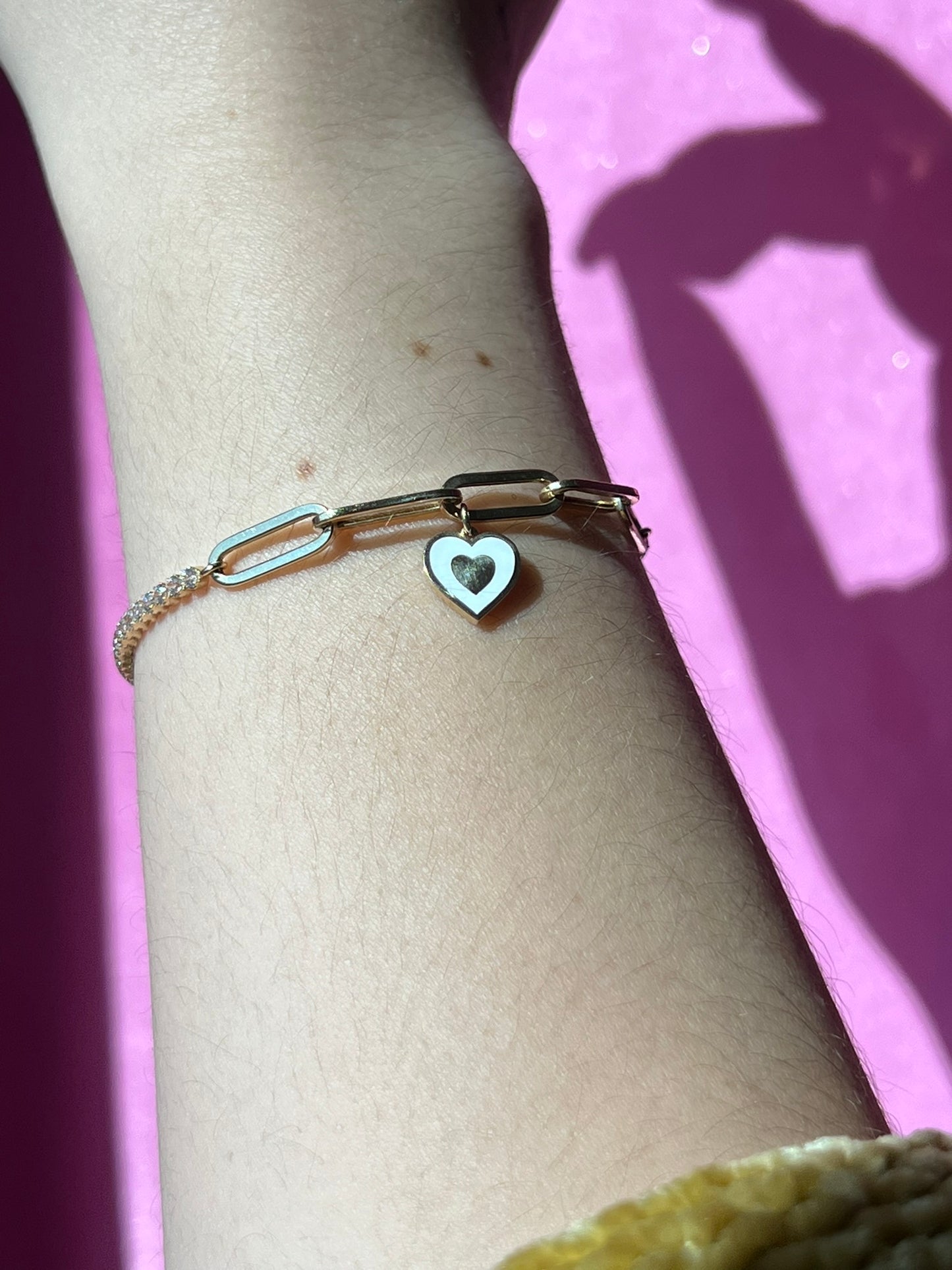 14k Gold Paperclip Tennis Bracelet