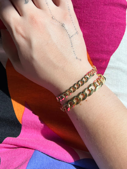 10K Gold Flat Curb Bracelets