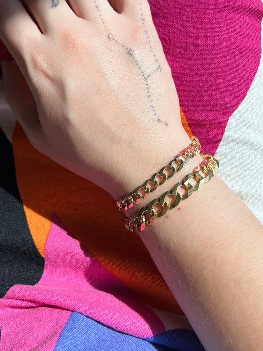 10K Gold Flat Curb Bracelets
