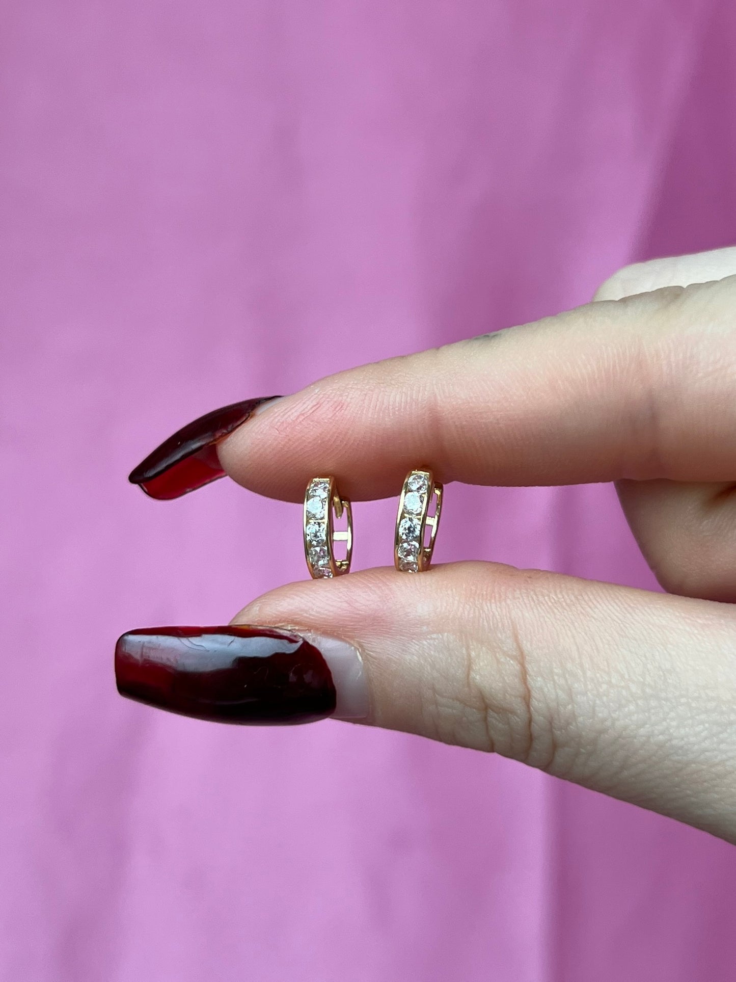 10K Gold White CZ Huggies