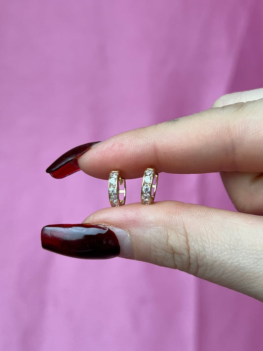 10K Gold White CZ Huggies