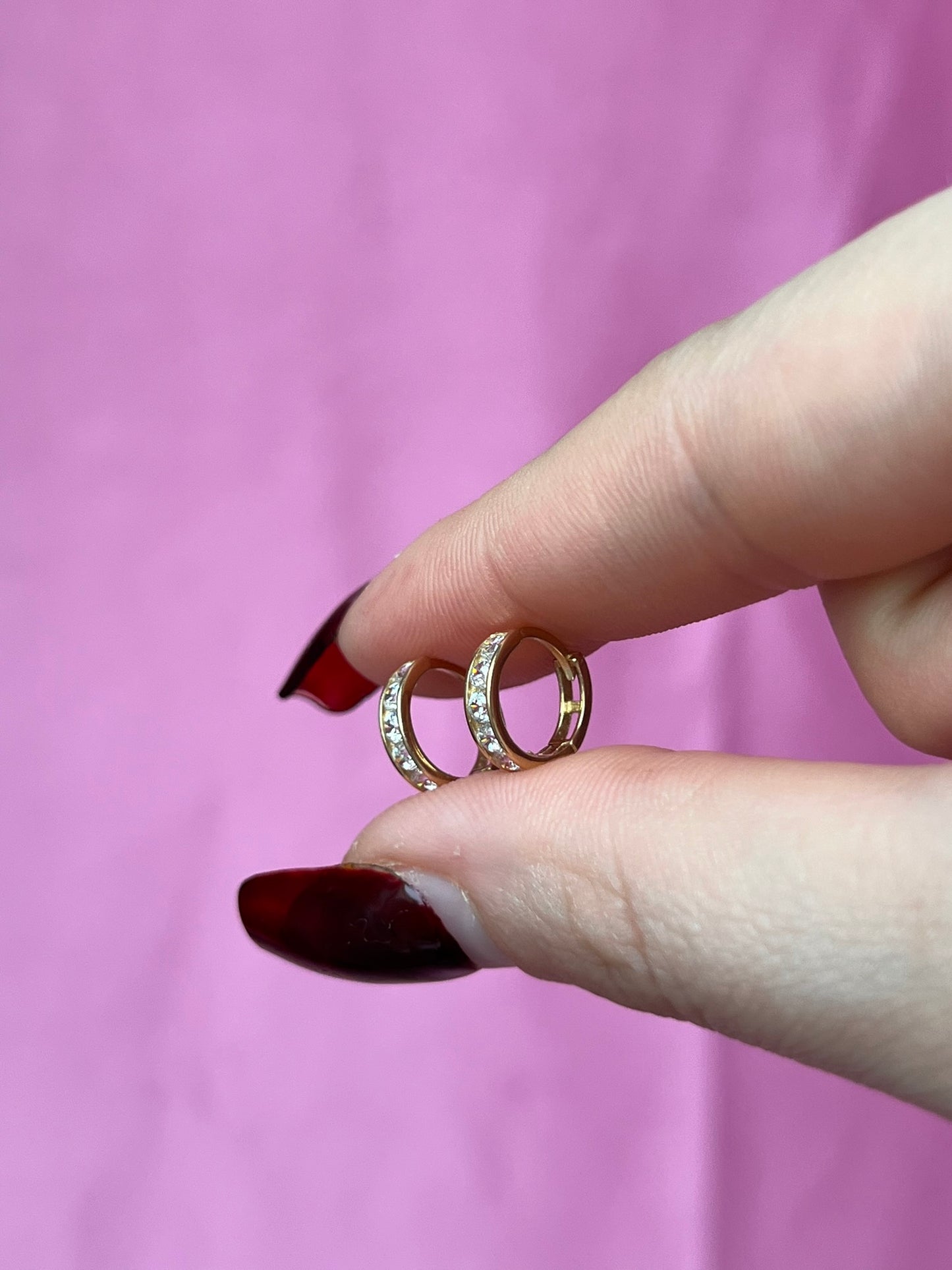 10K Gold White CZ Huggies