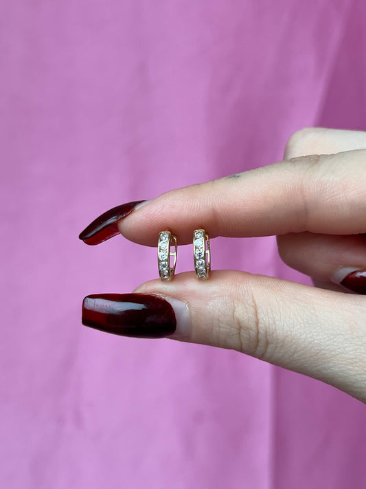 10K Gold White Zirconia Huggies