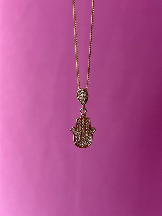 10K Gold Mini Hamsa Hand Pendant