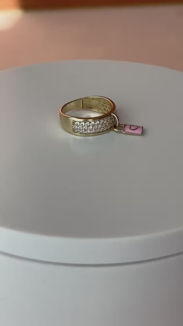 The Pink Heart Lock Charm Ring