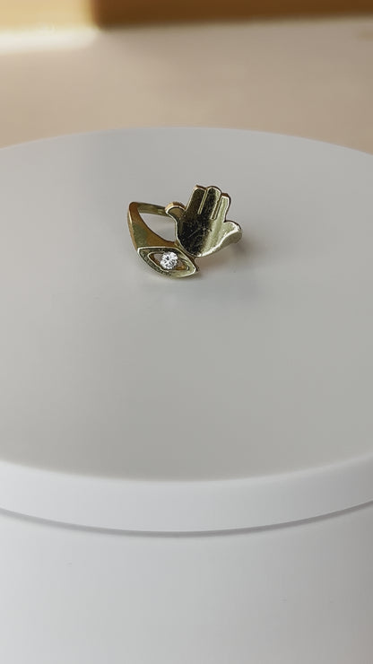 10K Gold Evil eye and Hamsa Ring