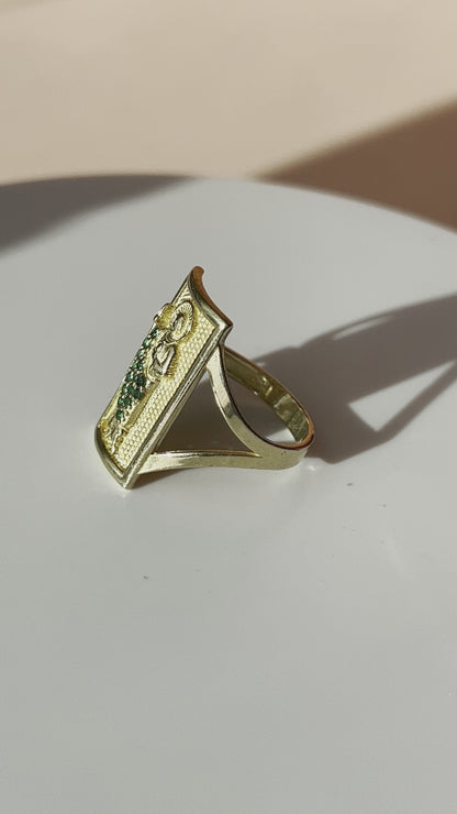 10K Gold Green San Judas Ring